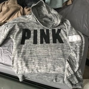 Gray PINK cowl neck sweatshirt